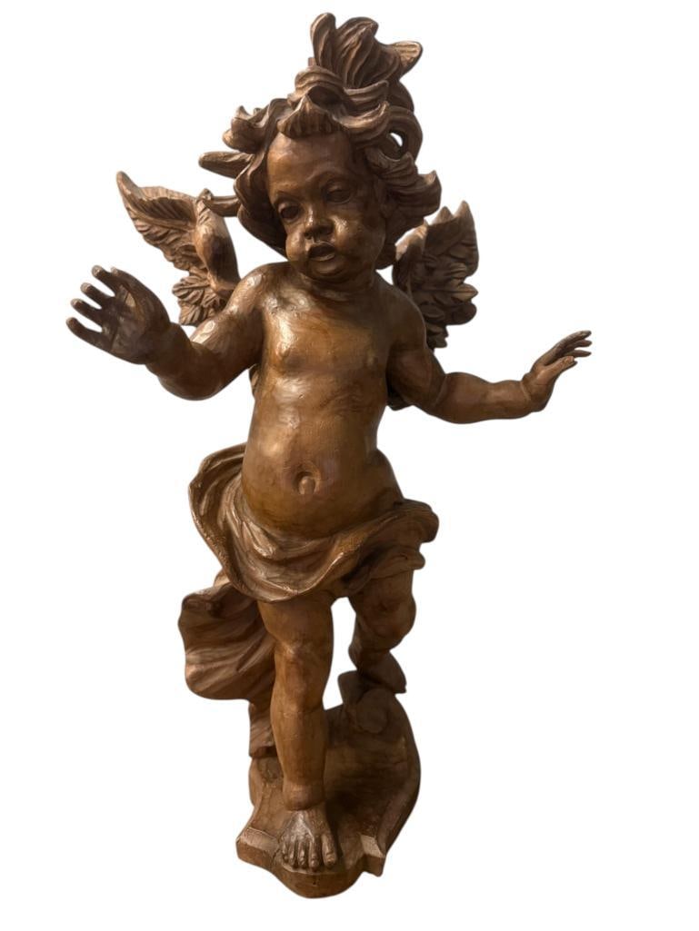 Carved wood Cherub Statue (1 of 7)