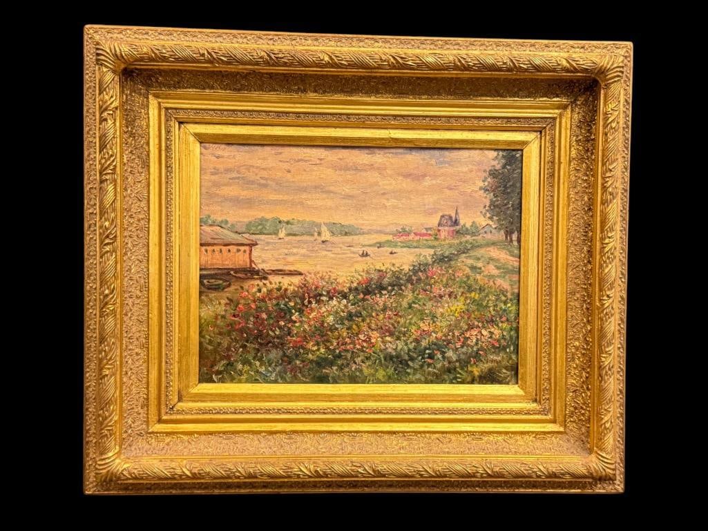 Signed oil on canvas of a River Scene (1 of 5)