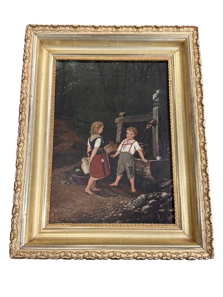 Children at the Well oil on canvas (1 of 3)
