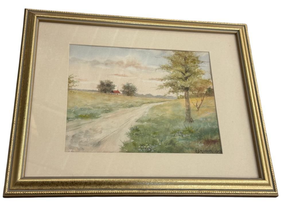 E.S. Munson signed watercolor (1 of 6)