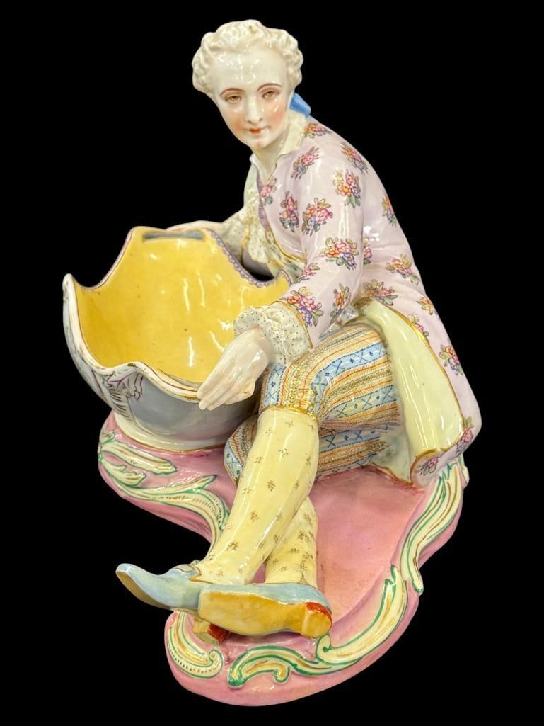 Porcelain Sweetmeat Centerpiece dish: Figural Porcelain Sweetmeat Centerpiece dish. Approx. 14 x 9 x 8 inches.