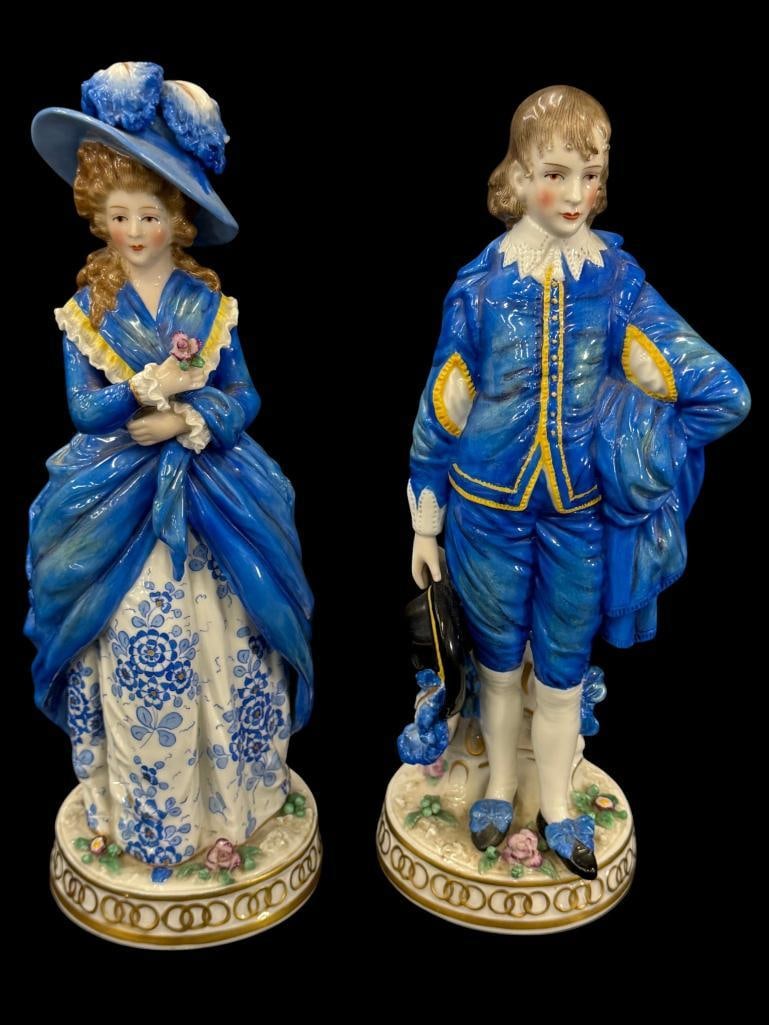 Blue Boy and Victorian Woman Porcelain Figurines (1 of 6)