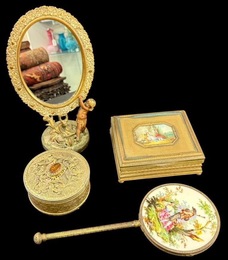 Dresser Boxes, Cherub Mirror and Hand Mirror (1 of 11)