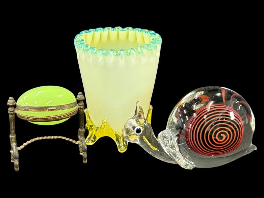 Uranium Glass Egg Trinket Box and more (1 of 12)