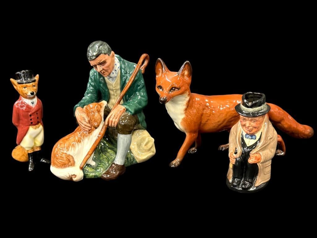 Beswick and Royal Doulton Figurines: Beswick and Royal Doulton Figurines. Including The Master, Winston Churchill and foxes.