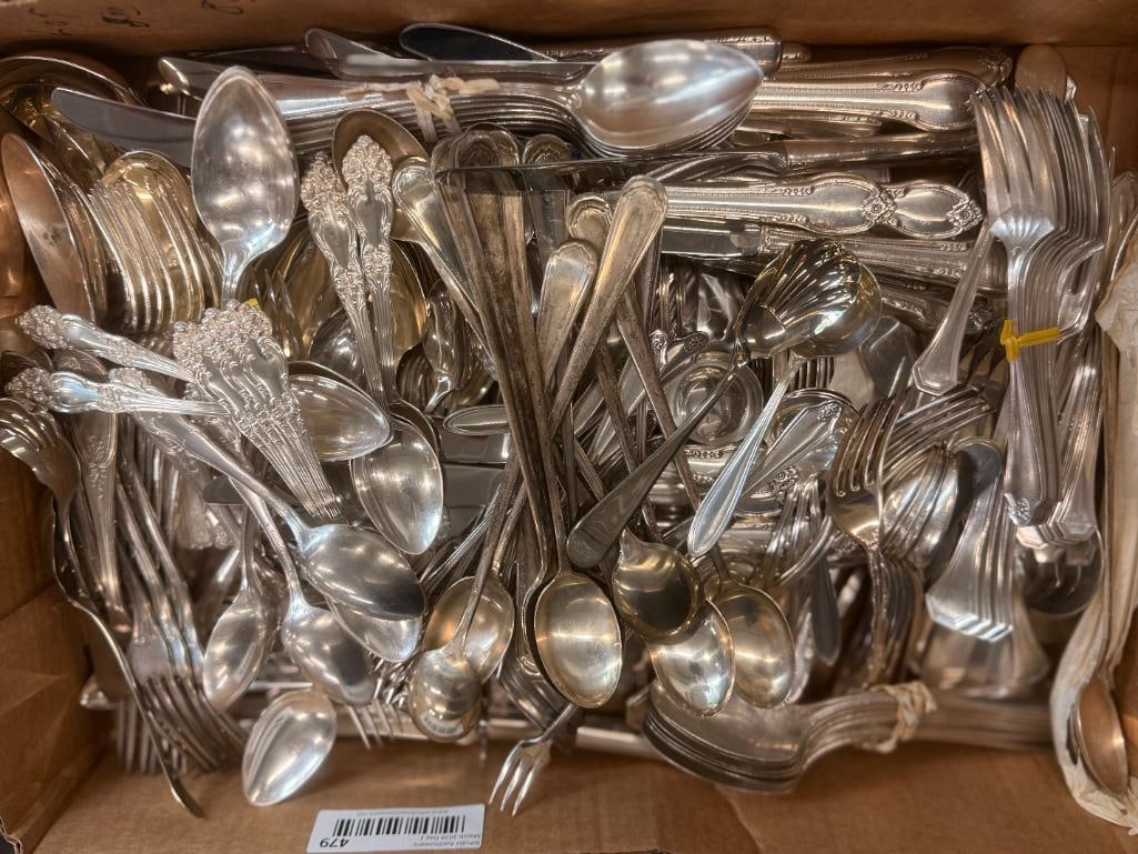 Large group of silver plate flatware (1 of 4)