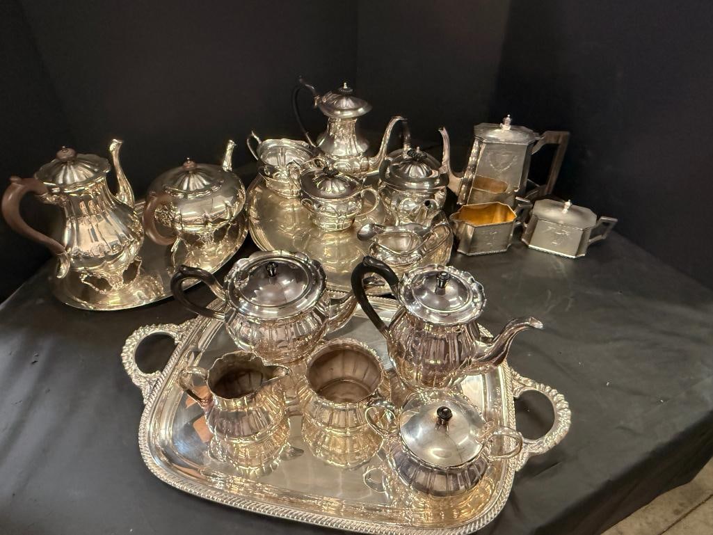 Group of silver plate tea sets (1 of 5)