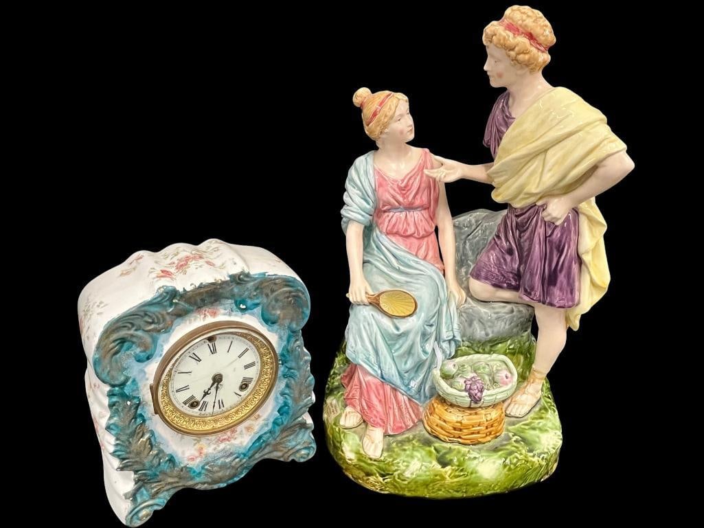 Porcelain Statue and Mantel Clock (1 of 6)