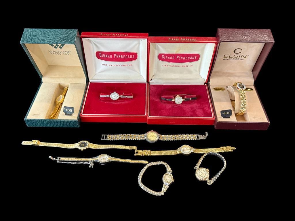 10 Ladies Watches: 10 Ladies Watches. Including Girard Perregaux, Elgin, Waltham, Normandie, Paget and Bulova.