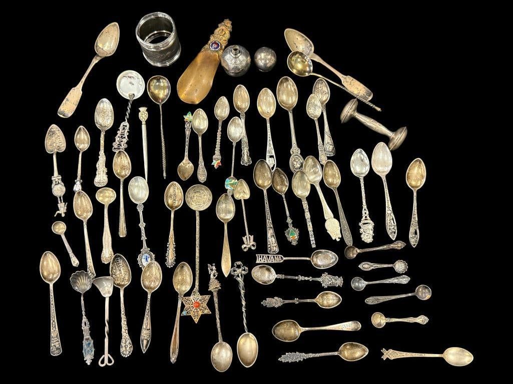 Sterling Silver Souvenir Spoons, Rattle and more (1 of 9)