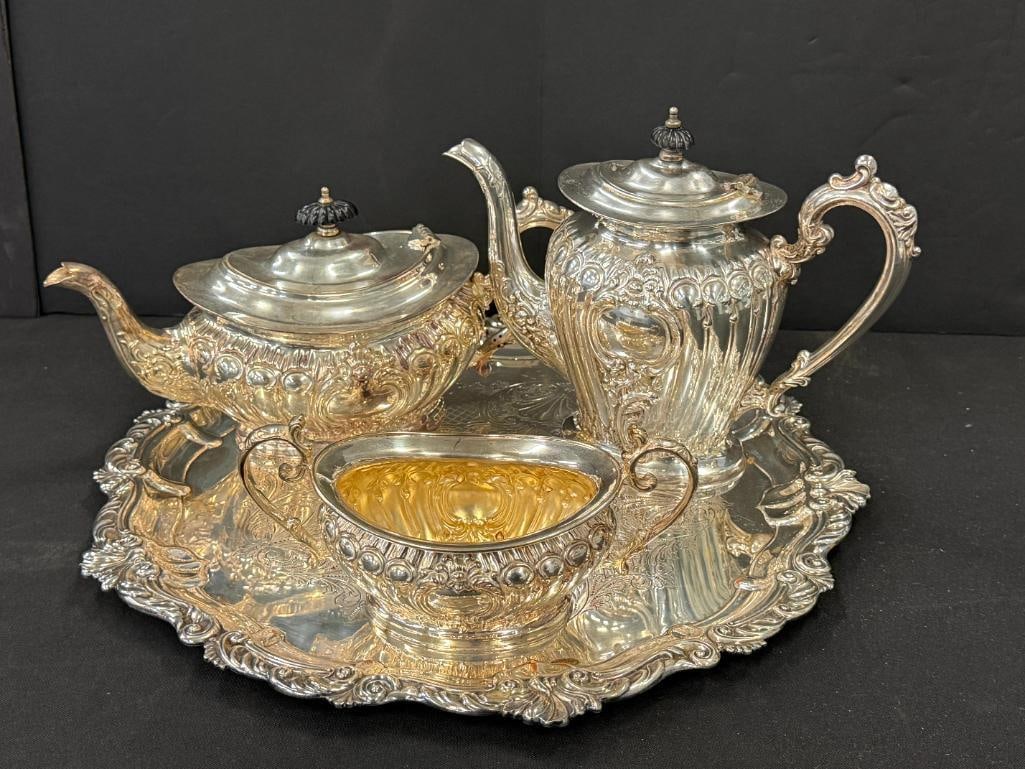 Silverplate Tea Sets with Trays - 2