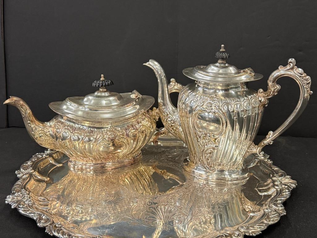 Silverplate Tea Sets with Trays - 3