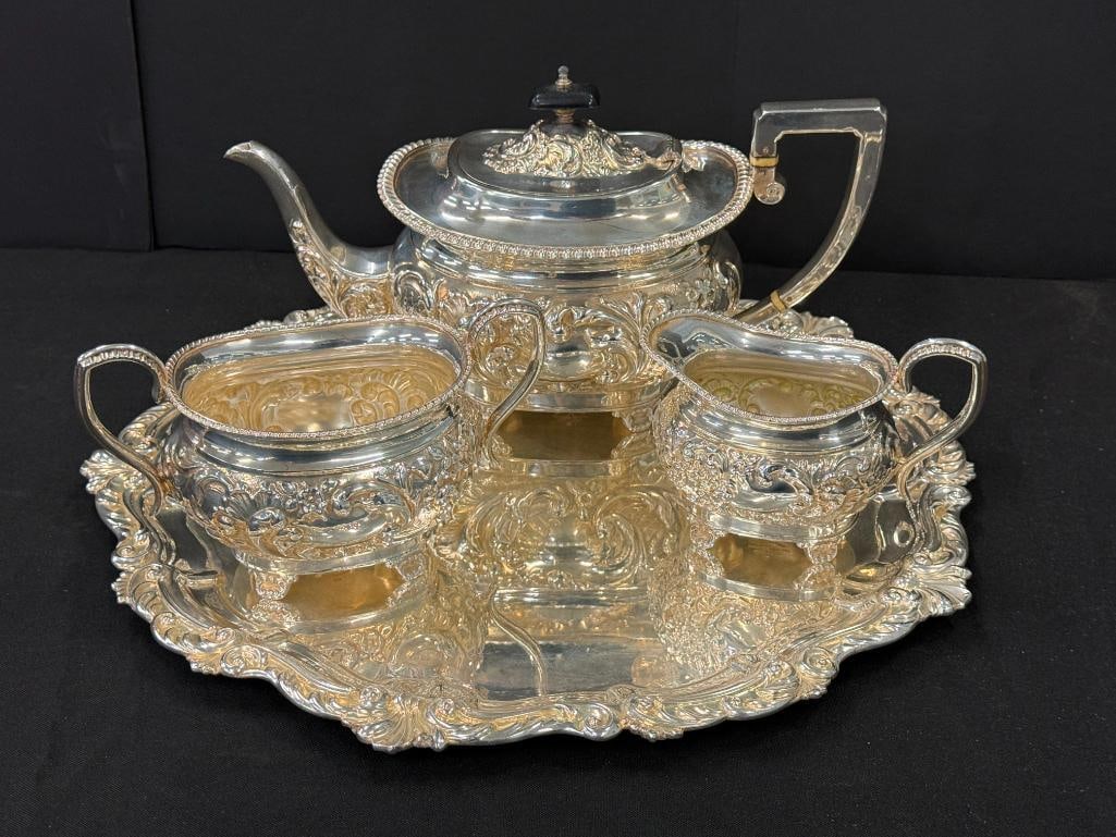 Silverplate Tea Sets with Trays - 5