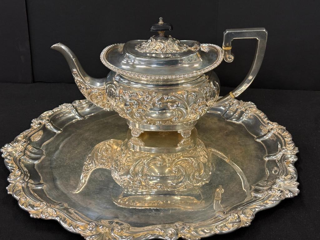 Silverplate Tea Sets with Trays - 6