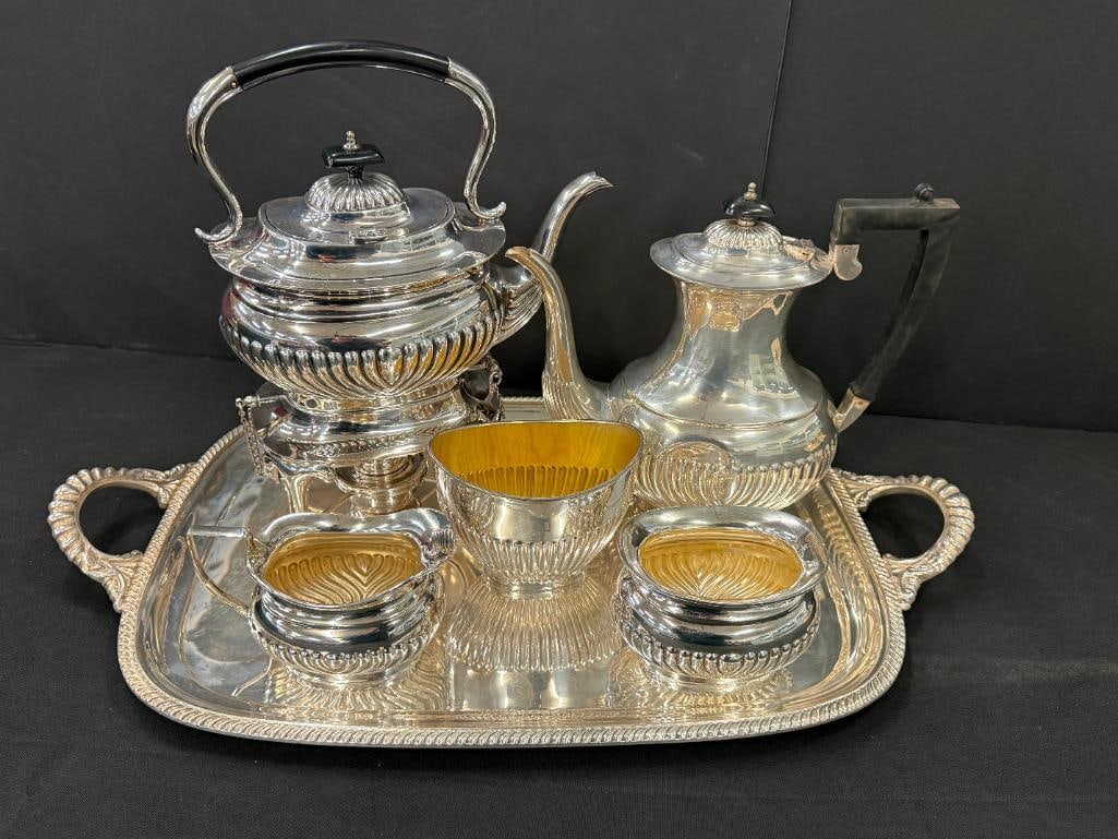 Silverplate Tea Sets with Trays - 2