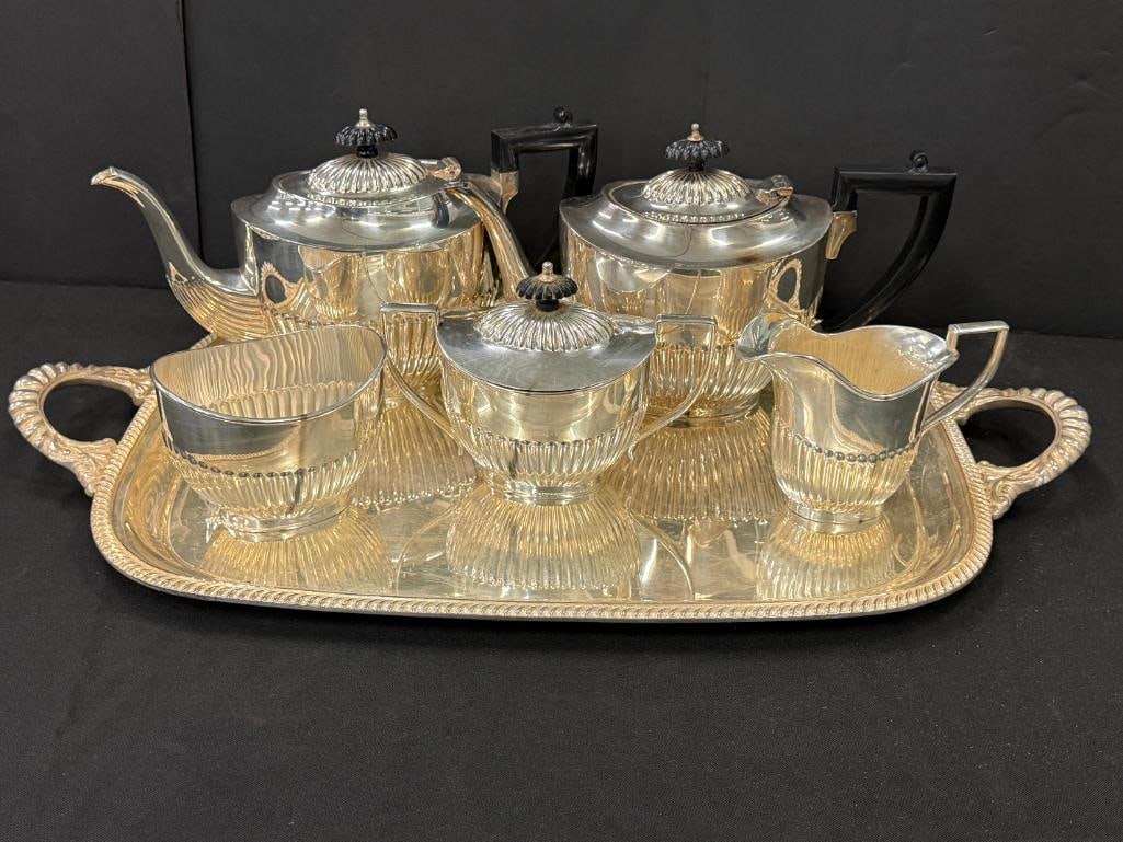 Silverplate Tea Sets with Trays - 4