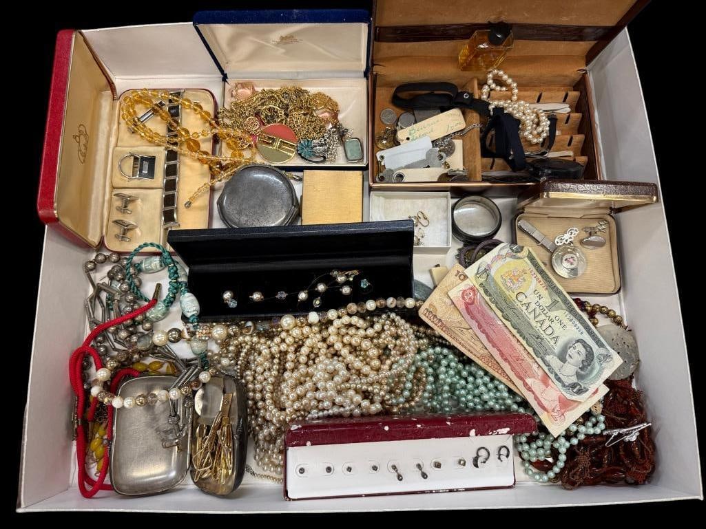 Costume Jewelry, Foreign Currency etc.: Costume Jewelry, Foreign Currency etc.