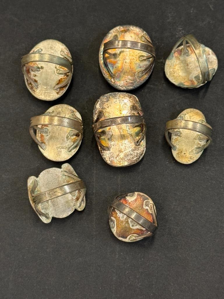 8 Silver Turquoise Rings - 6
