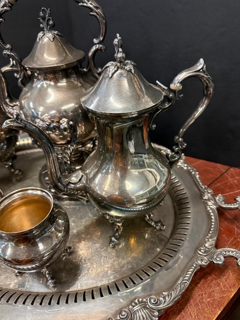 Ornate Silver Plated Tea Set - 4
