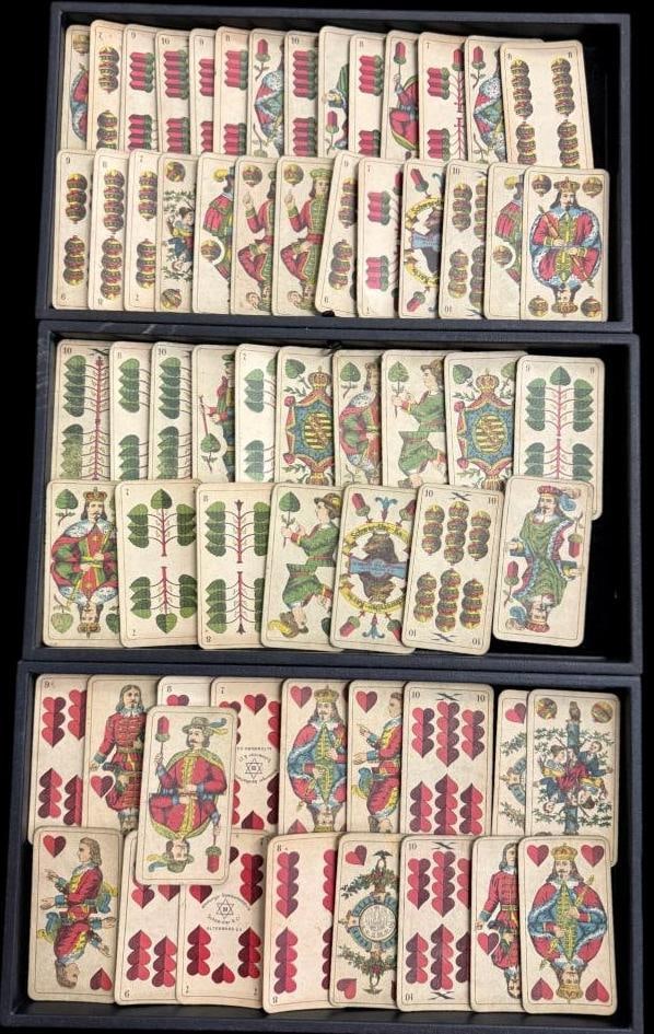 Vintage German Schwerdter Karte playing cards: Vintage German Schwerdter Karte playing cards. Approx. 60 cards.