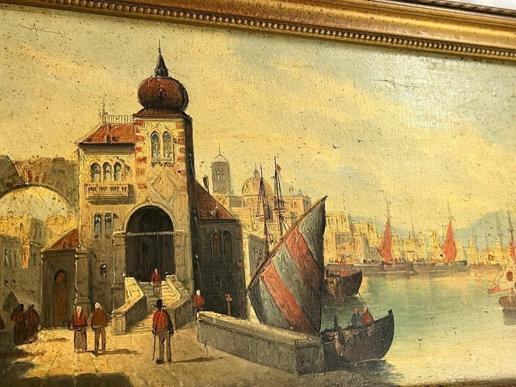 Henri Carnier signed oil on board: Henri Carnier (1800-1868) signed oil on board. Approx. 12 x 7 inches. Frame approx. 14 x 9 inches.