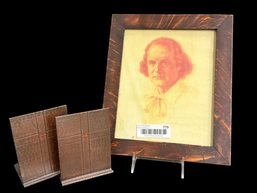 Roycroft Hammered Copper bookends etc. (1 of 9)