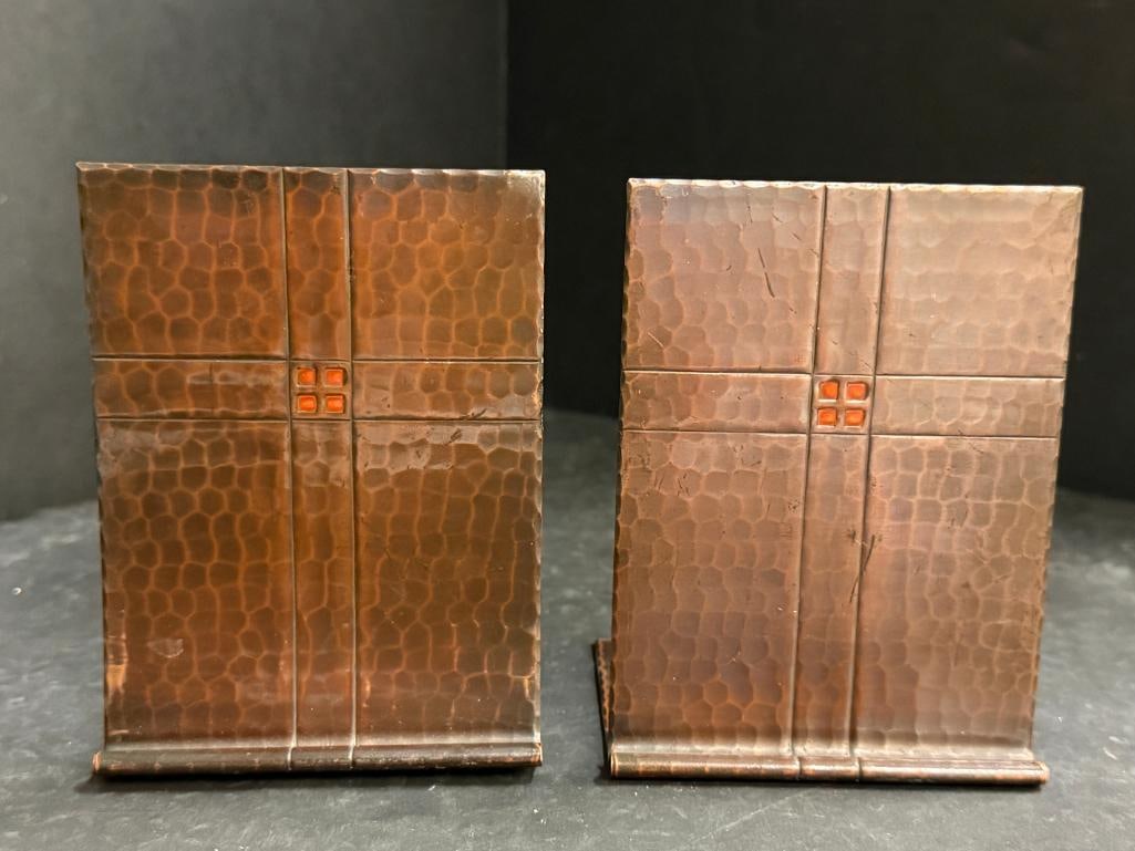 Roycroft Hammered Copper bookends etc. - 5