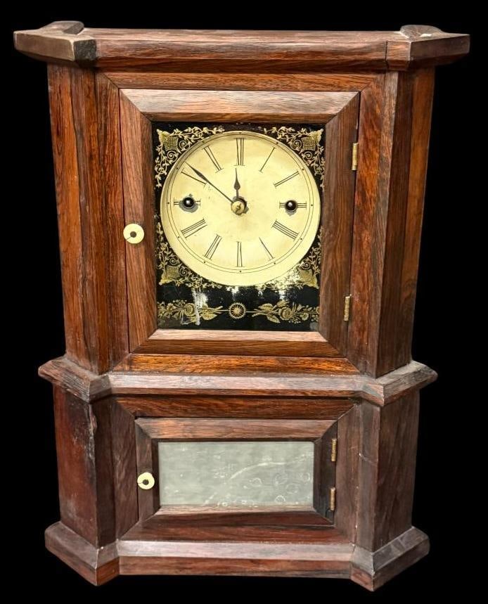 Atkins, Whiting & Co. Wagon Spring Clock: c. 1850 Atkins, Whiting & Co. Wagon Spring Clock. Approx. 18 x 13 x 5.25 inches.