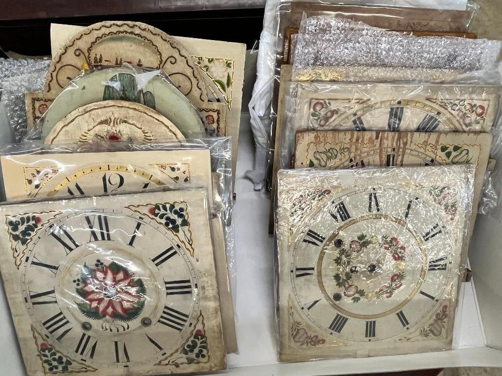 13 Wood Clock Faces: 13 Wood Clock Faces. Largest approx. 16.25 x 12 inches.