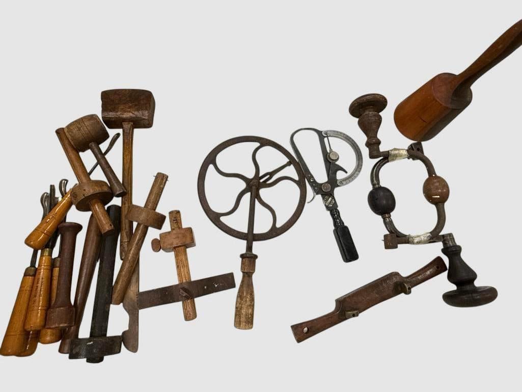 Draw knife, wood mallets, blacksmith tools etc. (1 of 2)