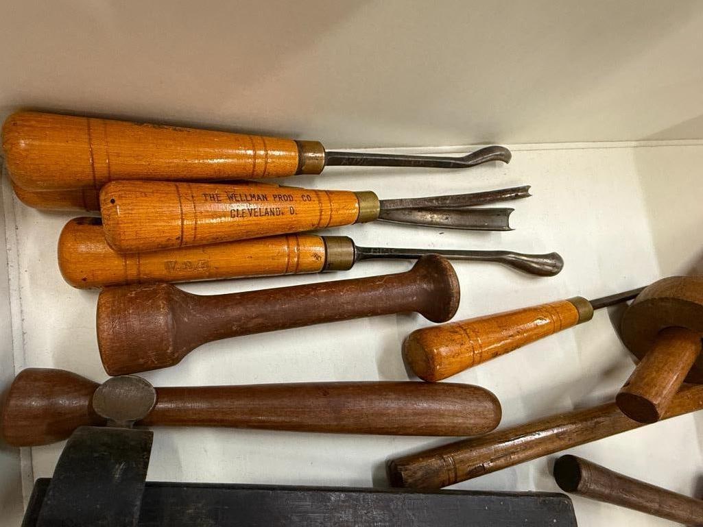 Draw knife, wood mallets, blacksmith tools etc. - 2