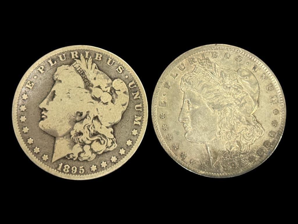 1891 CC and 1895 O Morgan Silver Dollars (1 of 3)