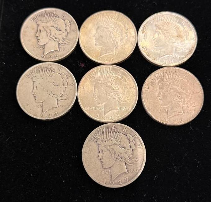 7 Peace Silver Dollars (1 of 2)