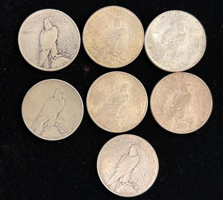 7 Peace Silver Dollars - 2
