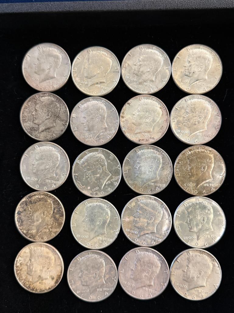 20 1964 Silver Kennedy Half Dollars: 20 1964 Silver Kennedy Half Dollars