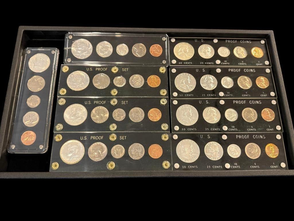 Franklin and Kennedy Silver Proof Sets: Franklin and Kennedy Silver Proof Sets. 1960-1967. 9 sets.