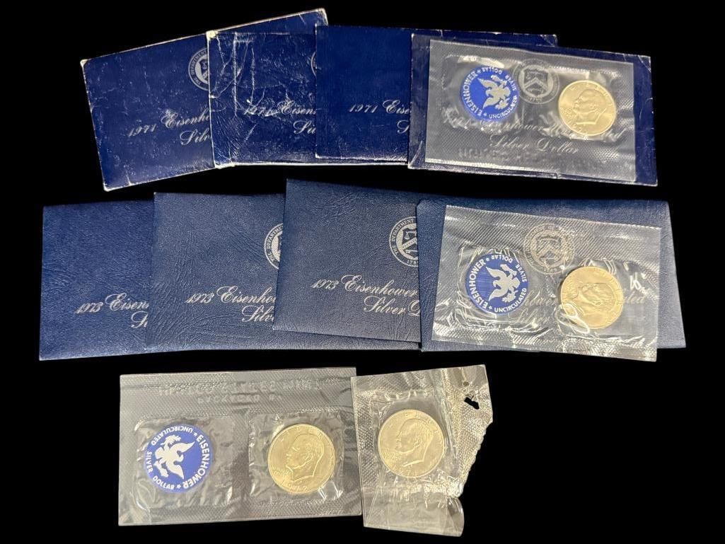 11 Eisenhower Silver Dollars: 11 Eisenhower Silver Dollars.