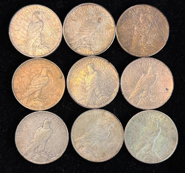 9 U.S. Silver Peace Dollars - 2