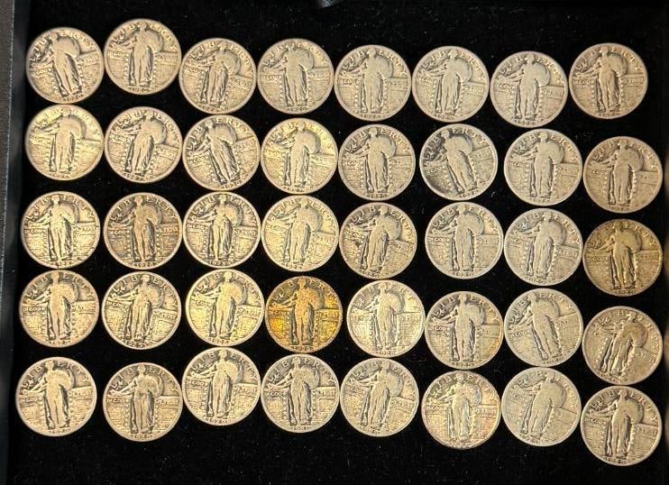 40 Standing Liberty Silver Quarters: 40 Standing Liberty Silver Quarters. $10 face value.