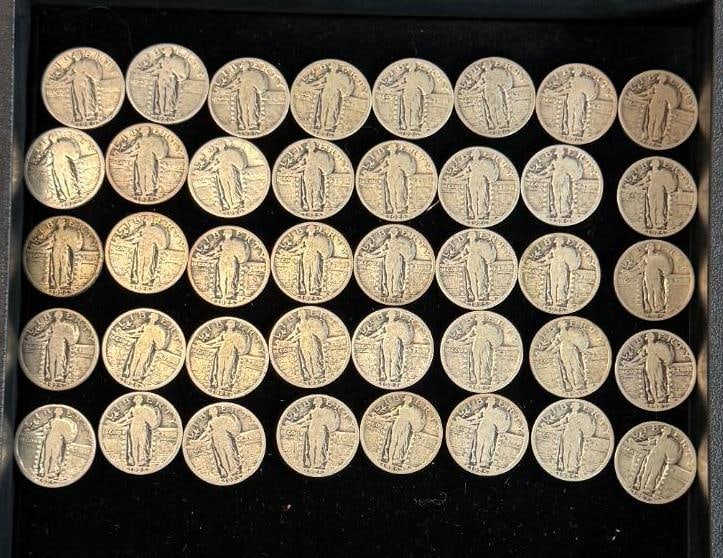 40 Standing Liberty Silver Quarters: 40 Standing Liberty Silver Quarters. $10 face value.