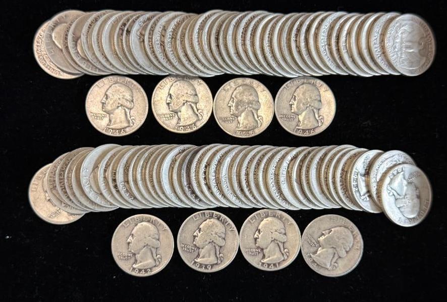 80 Silver Washington Quarters: 80 Silver Washington Quarters. $20 face value.