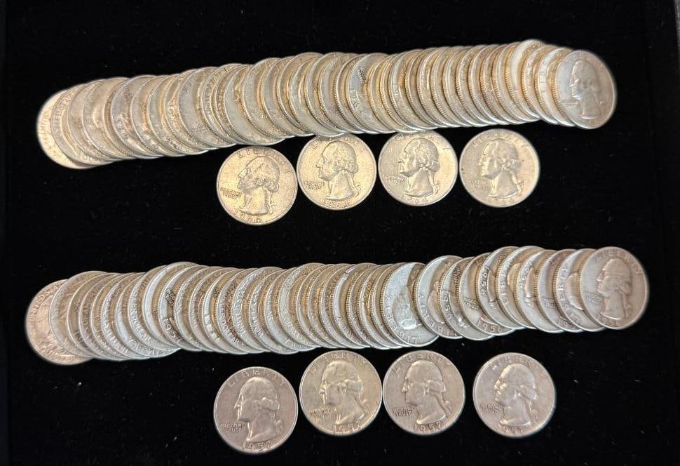 80 Silver Washington Quarters: 80 Silver Washington Quarters. $20 face value.