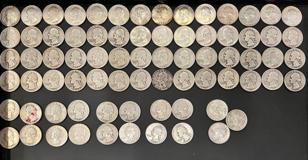 75 Silver Washington Quarters: 75 Silver Washington Quarters. $18.75 face value.