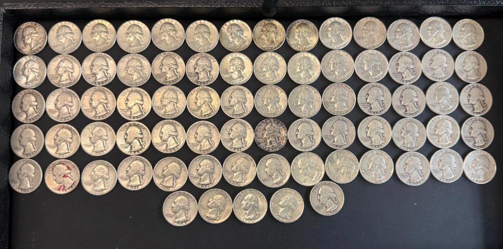 75 Silver Washington Quarters - 5