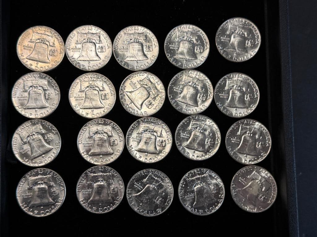 20 Franklin Half Dollars - 2