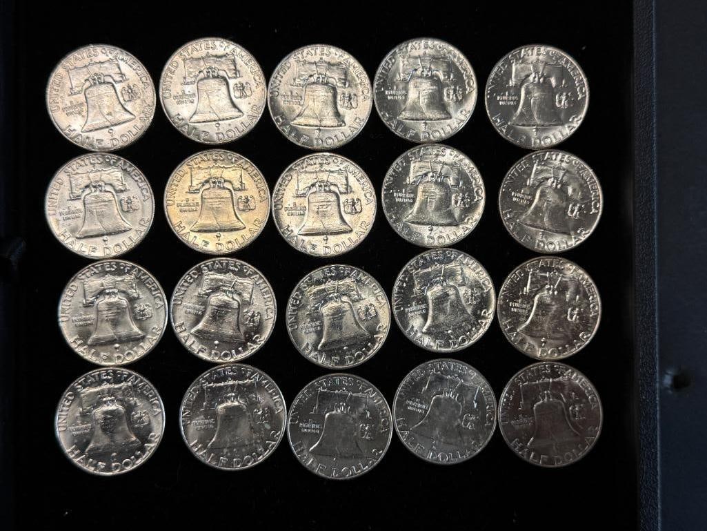 20 Franklin Half Dollars - 2