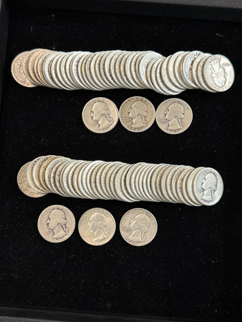 80 U.S. Washington Silver Quarters: 80 U.S. Washington Silver Quarters