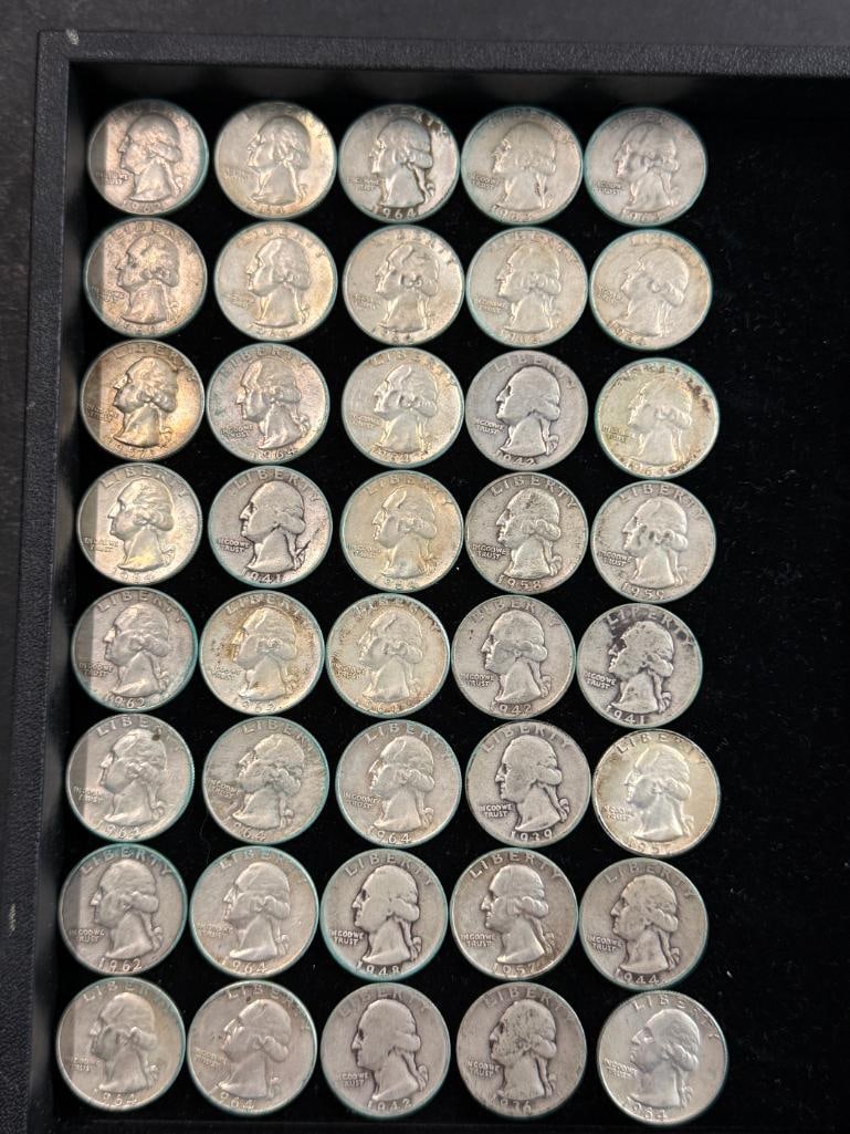 40 U.S. Silver Quarters: 40 U.S. Silver Washington Quarters