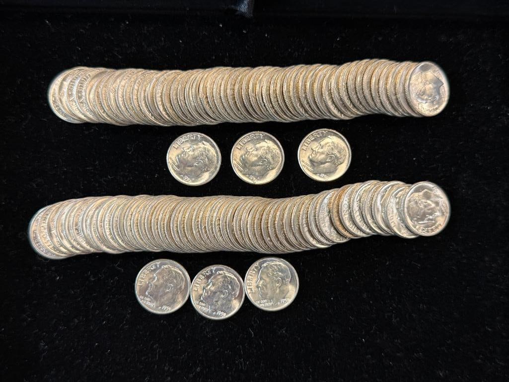 100 1955 U.S. Silver Dimes: 100 1955 U.S. Silver Dimes. Appear to be uncirculated.