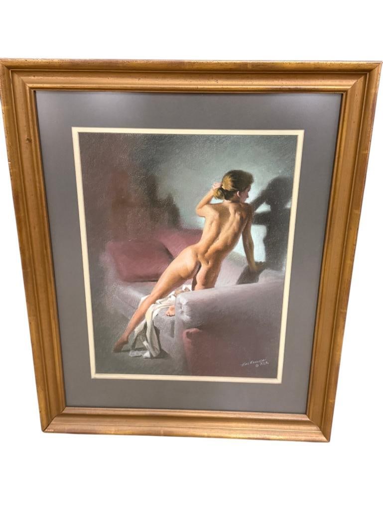 Hal English signed pastel Lisa 2: Hal English (1910-2008) signed pastel Lisa 2. Approx. 15 x 11.5 inches. Frame approx. 22.5 x 18.5 inches.